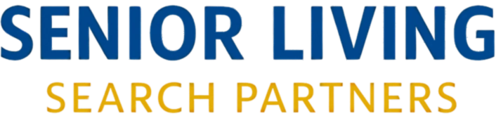 Senior Living Search Partners logo with bold blue and gold text, 'Senior Living' at the top, 'Search Partners' below.
