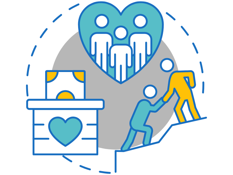 Supportive community graphic, showcasing teamwork and guidance in finding suitable memory care options.