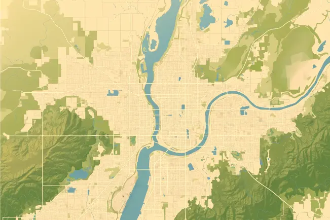 Stylized map of the Kansas City metro area highlighting the broader region covered by Senior Living Search Partners' services.