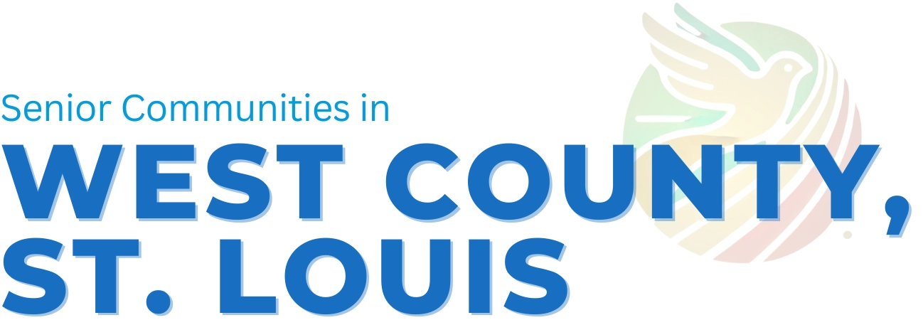 A text banner, reading: 'Senior communities in West County, St. Louis'