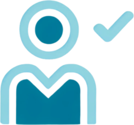 A blue checkmark over a person icon, representing individual lifestyle choices and independence in care decisions.