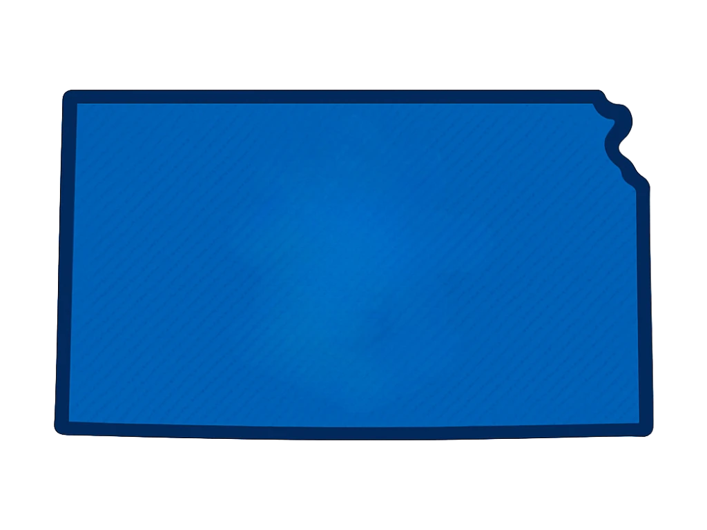Blue icon representing the state of Kansas.