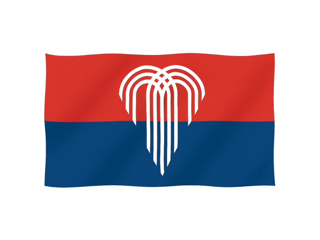 Kansas City Missouri flag, with fountain symbol representing South KC metro area