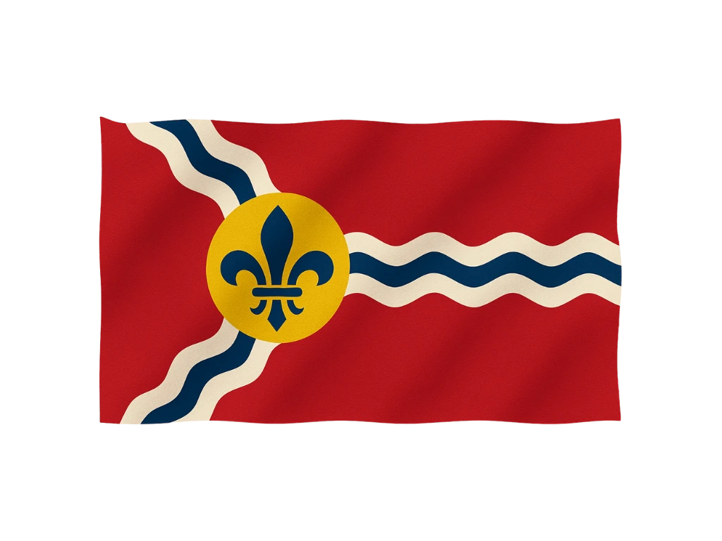 St. Louis city flag, with fleur-de-lis representing THE Greater St. Louis metro area