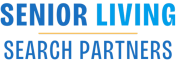 Senior Living Search Partners logo with bold blue text and gold divider, 'Senior Living' at the top, 'Search Partners' below.