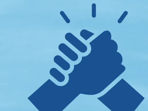 Hands clasped: Representing support and available services.