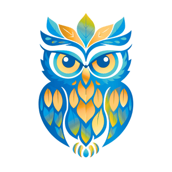 Senior Living Search Partners logo featuring a colorful, stylized blue and yellow owl with intricate feather details.